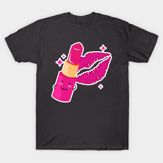 Lipstick Cute Cartoon T-Shirt by BrightLightArts